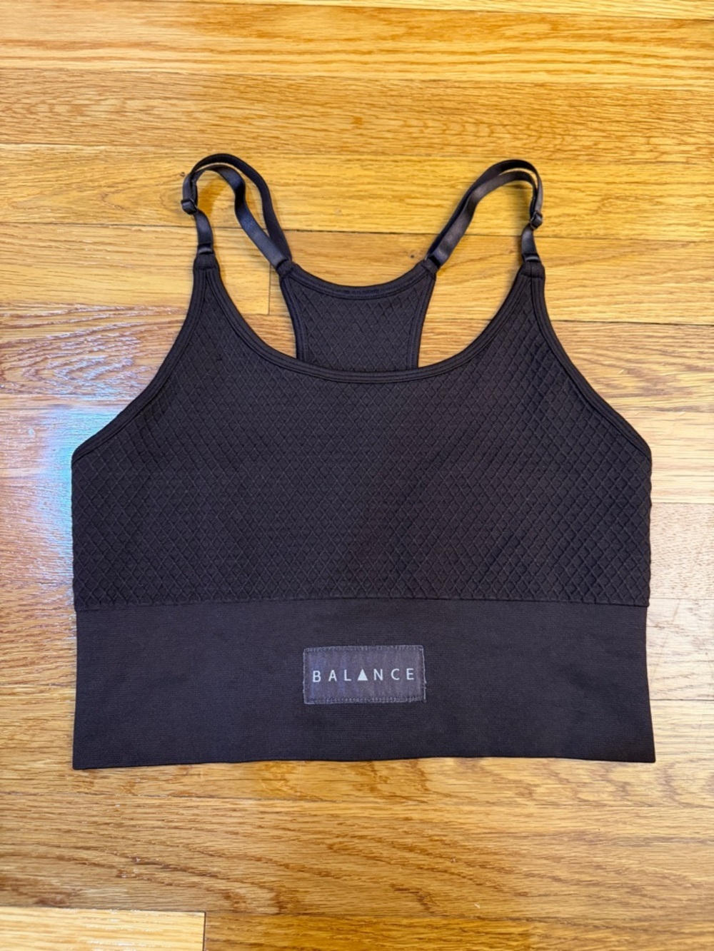 Balance Athletica Vitality Adjustable Racerback Sports Bra Brown - Size Est. Med